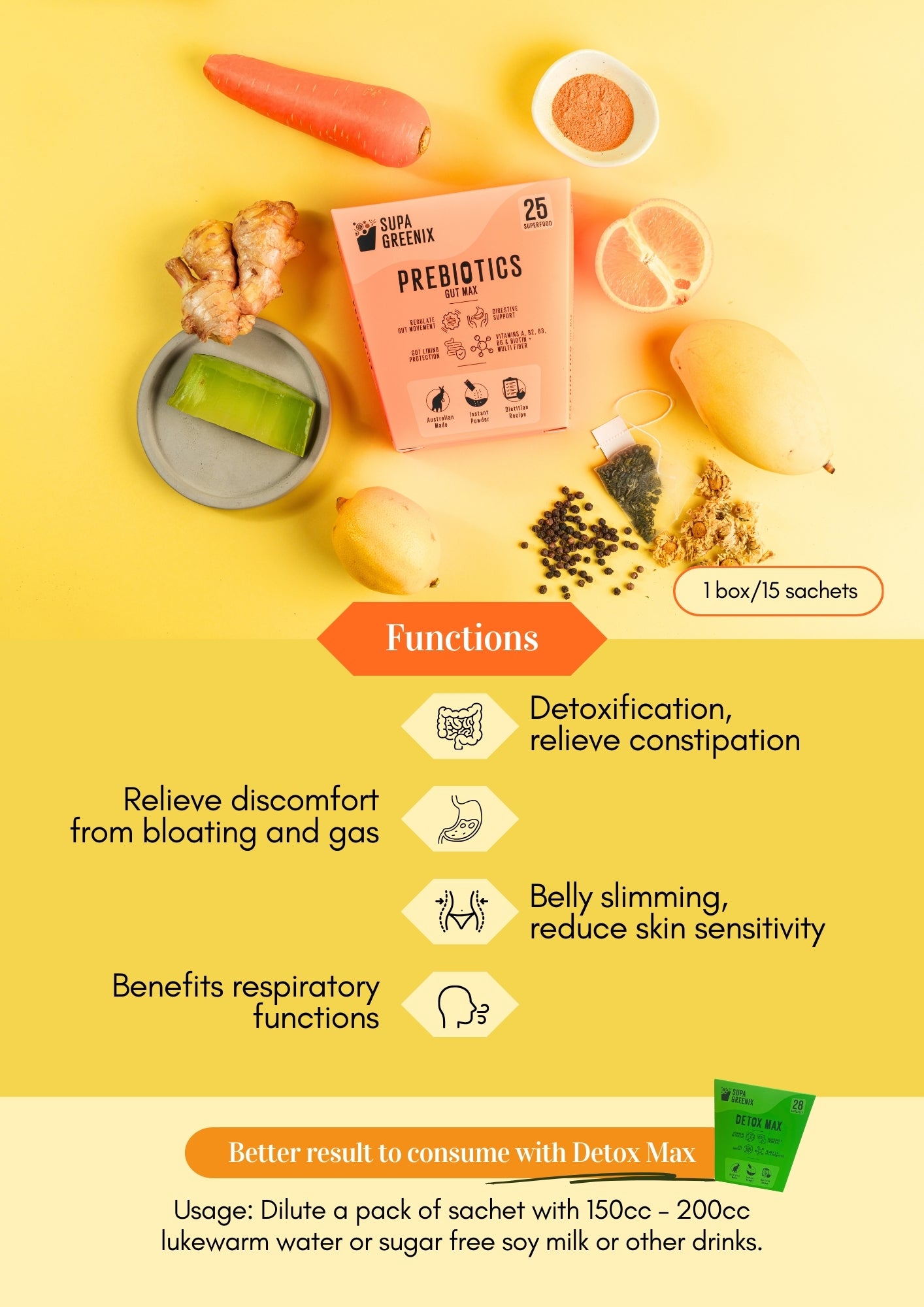 Supa Greenix prebiotics gut max Superfood Australia food supplements